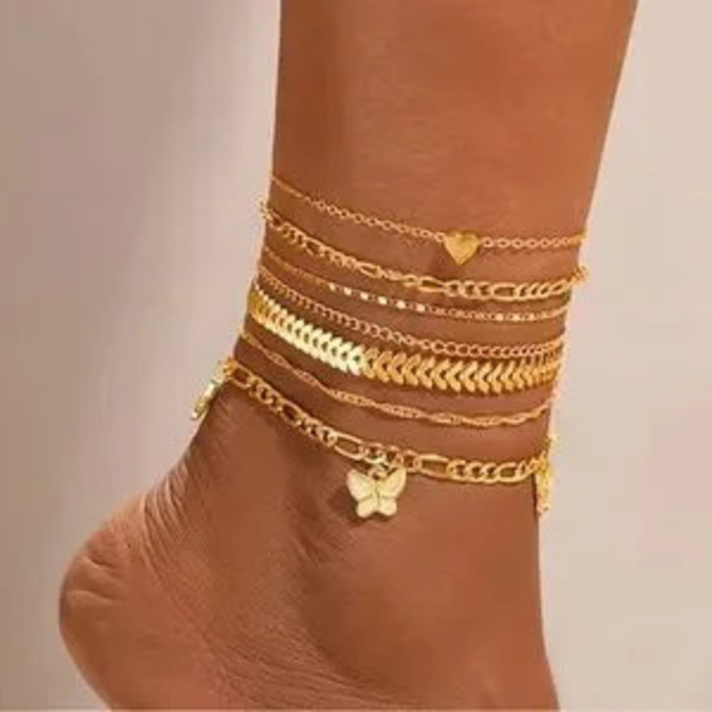 Gold Layered Anklet Set